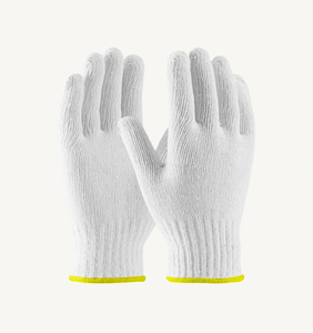 White Cotton <b>Knit</b> Work <b>Gloves</b> Full Texture Smooth Anti-Slip Breathable <b>Knit</b> Wrist General Purpose Safety <b>Gloves</b> - Product Image 6