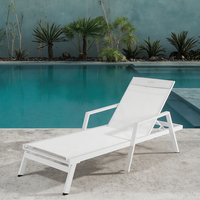 Ensemble de meubles de jardin en plein air très vendu chaise longue avec cadre en aluminium et mailles en bois pour hôtels Sun Beach Patio Pool