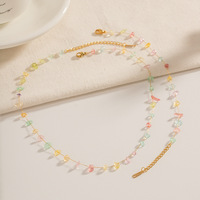 Collier bohème en perles de pierres colorées, chaîne en acier inoxydable plaqué or 18 carats, bracelets, ensemble de bijoux de plage pour femmes