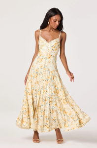 Vestido Maxi Floral, Corte en A, Sin Cuello, Sin Mangas, Tejido, Verano, Casual, para Invitadas a Fiestas - Product Image 3