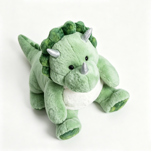 Peluche Triceratops, peluche dinosaure, peluche verte en forme de dinosaure, Triceratops à cornes argentées, jouet dinosaure pour enfants, peluche dinosaure moelleuse - Product Image 5