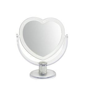 Personnalisation en usine <span class=keywords><strong>miroir</strong></span> cosmétique en forme de coeur d'amour coupé en plastique <span class=keywords><strong>miroir</strong></span> de maquillage de bureau à deux faces dans <span class=keywords><strong>la</strong></span> chambre à coucher pour <span class=keywords><strong>femme</strong></span> - Product Image 1