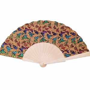 Vegan Stock 23cm Portuguese Cork Wood <b>Hand</b> <b>Fan</b> Eco-Friendly Promotional Party Supplies - Product Image 1