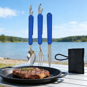 Portable Stainless Steel Outdoor Picnic Camp <strong>Tableware</strong> Multifunctional Spoon Fork Knife EDC Camping Cutlery <strong>Set</strong> - Product Image 1