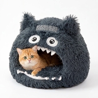 Lit chat fausse fourrure rond ferme grotte sommeil chaud hiver nid animal doux dessin anime chats petits chiens