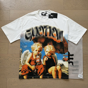 เสื้อยืดกราฟิกสไตล์วินเทจสำหรับผู้ชาย แฟชั่นแนวสตรีท ทรงหลวม - Product Image 1