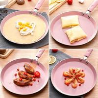 Poêle à crêpes antiadhésive de 6, 8 et 10 pouces, poêles à gaz de forme ronde, poêle à œufs, ustensiles de cuisine rose