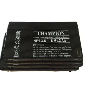 Nhà vô địch chu kỳ sâu có thể sạc lại kín chì-axit pin 6V 1.3Ah cho UPS Đèn đường phố sao lưu điện thay thế pin