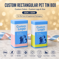 Caja de Lata Rectangular Personalizada con Huella de Gato o Perro para Almacenamiento de Comida y Snacks para Mascotas, Empaque con Logotipo Personalizado OEM ODM