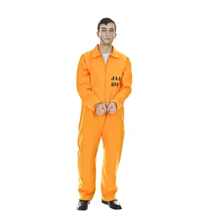 Cadılar bayramı yetişkin mahkum üniforma parti rol oynamak performans turuncu cezaevi Cosplay kostüm erkekler için