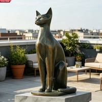 Patung Kucing Dewi Bastet Mesir Perunggu Ukuran Asli YOUFINE, Patung Antik untuk Dekorasi Lanskap Museum Plaza