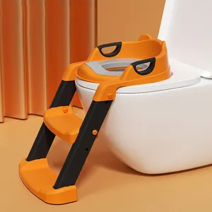 귀여운 만화 디자인 어린이 미끄럼 방지 화장실 트레이너 가정용 실용적인 접이식 PP 부드러운 쿠션이있는 어린이 화장실
