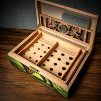 Humidor Cèdre Luxe Éco Résistant Humidité Portable Style Américain Carré Grande Capacité Hygromètre Humidificateur