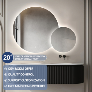 Bolen-lámpara de <span class=keywords><strong>espejo</strong></span> led de diseño de lujo, <span class=keywords><strong>espejo</strong></span> <span class=keywords><strong>redondo</strong></span> iluminado para pared de <span class=keywords><strong>baño</strong></span>, con luces alrededor del borde - Product Image 3