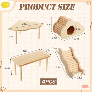 4 Piezas de Túnel de Madera para Esconderse, Escalera, Casa de Juegos, Juguete de Escalada para Hámster con Plataforma y Accesorios para Jaula - Product Image 2