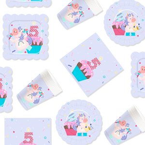 Assiettes et serviettes en papier sur le thème de la licorne mignonne DAMAI, ensemble de vaisselle jetable pour anniversaire de licorne, convient à 8 invités pour les filles - Product Image 4