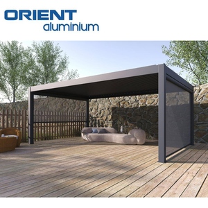 Kits de pergola <span class=keywords><strong>en</strong></span> aluminium de luxe avec <span class=keywords><strong>toit</strong></span> <span class=keywords><strong>plat</strong></span> et stores pare-soleil pour l'extérieur - Product Image 2