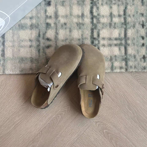 Mules et sabots d'extérieur en cuir véritable et daim pour femme, style <span class=keywords><strong>Birkenstock</strong></span>, avec semelle intérieure en liège amortissante – Idéal pour le dropshipping - Product Image 4