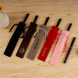 Étui à crayons en velours rose mignon avec cordon de serrage, stylo à plume, bijoux, pochette à sourcils, sac avec Logo - Product Image 3