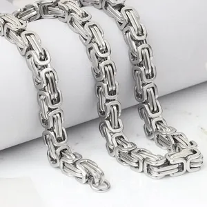 Fashion Punk Stainless Steel 4mm 5mm 6mm 8mm 10mm Hip Hop Bike Link King Emperor Byzantine Chain Necklaces Men