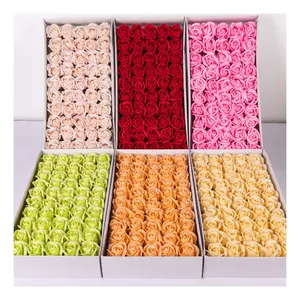 Wholesale Wedding Decoration Artificial Rose Petals 5cm Flower Heads 50pcs Per Gift Box 3 Layers Soap Roses