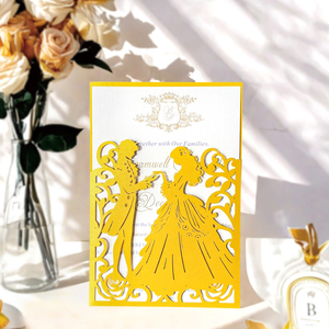 Cartes d'<span class=keywords><strong>invitation</strong></span> de mariage OEM à deux volets cartes de vœux creuses vente en gros invitations de mariage <span class=keywords><strong>princesse</strong></span> et prince avec enveloppe - Product Image 3