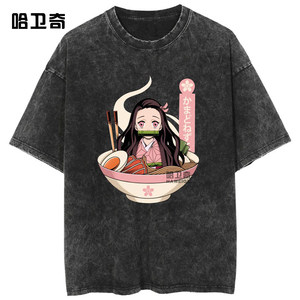 T-shirt Vintage <span class=keywords><strong>Anime</strong></span> in Cotone 100% Lavato a Maniche Corte per <span class=keywords><strong>Coppie</strong></span> Estive - Spedizione Transfrontaliera - Product Image 3