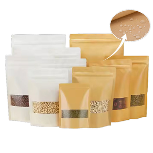 Sachets en papier kraft personnalisés en gros avec fenêtre transparente et fermeture éclair refermable pour café, thé et aliments pour animaux de compagnie - Product Image 1