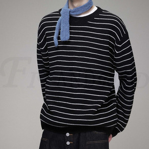 <span class=keywords><strong>Pull</strong></span> d'hiver en acrylique respirant à rayures noires <span class=keywords><strong>et</strong></span> blanches pour <span class=keywords><strong>homme</strong></span> Feienrui - Product Image 3