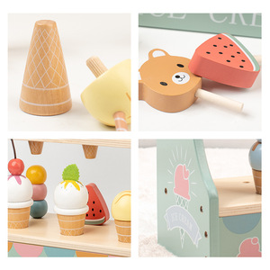 Ensemble de jouets éducatifs pour la <span class=keywords><strong>cuisine</strong></span> et l'alimentation unisexe nouveau bricolage mignon en bois jouet pour filles drôle nouveau design magasin de crème glacée - Product Image 5