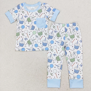 Kids Toddler Girls Boy <b>Birthday</b> <b>Pajamas</b> Cupcake Print Short Sleeve Top and Pants 2 Piece Sleepwear Sets - Product Image 3