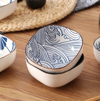 Vaisselle en porcelaine japonaise personnalisée en gros kit de bols cadeau set de bols en porcelaine bleu et blanc avec boîte cadeau