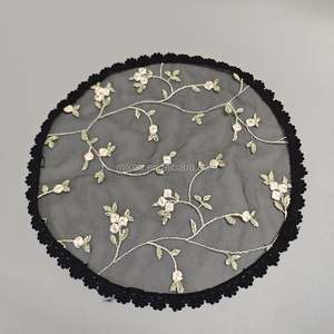 Cubiertas <span class=keywords><strong>de</strong></span> cabeza bordadas <span class=keywords><strong>de</strong></span> encaje para mujer Velos <span class=keywords><strong>de</strong></span> gorro <span class=keywords><strong>de</strong></span> capilla para Iglesia <span class=keywords><strong>Mantilla</strong></span> <span class=keywords><strong>de</strong></span> encaje floral redondo, blanco y negro - Product Image 5