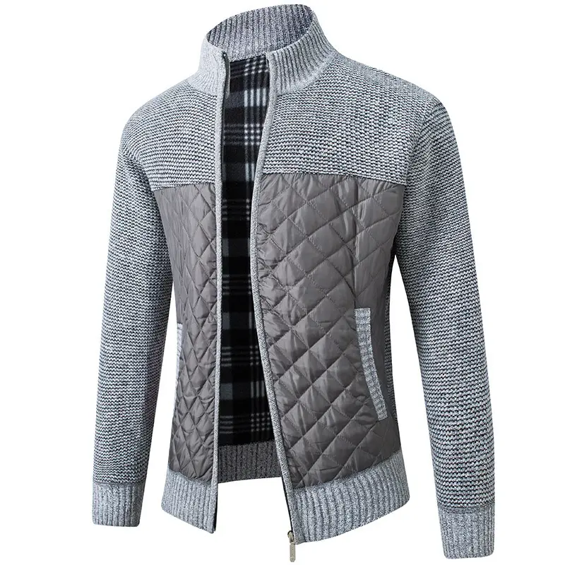 2021 New Simple Solid Patchwork Men's Knitwear Winter warm sweater Fashion Man Casual Cardigan sweater