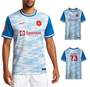 Özel Tasarım Unisex Yetişkin Futbol Formaları %100 Polyester Logo Baskılı Otomatik Kesim Hızlı Kuruyan Bisiklet Yaka Gradyan Renk Oyuncu Adı - Product Image 1