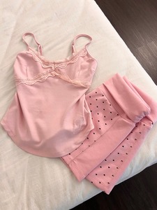 Conjunto de Pijama de Algodón con Bordado de Cerezas para Mujer, Top de Manga Corta y Pantalones Cortos, Ropa de Dormir de Verano, Estampado Floral Bonito, Corte Holgado - Product Image 2