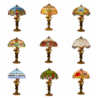 Lampe de table de 16 pouces avec base en métal, abat-jour coloré, style d'éclairage personnalisé, lampes en verre teinté