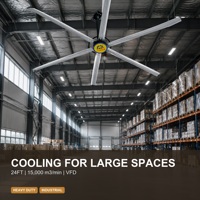 Ventilateur de plafond industriel HVLS 24 pieds avec moteur BLDC écoénergétique et pales en alliage d'aluminium 6/8 pour grandes installations
