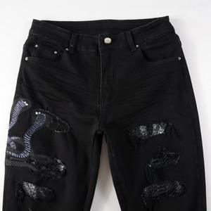 <span class=keywords><strong>Jeans</strong></span> Casuales para <span class=keywords><strong>Hombre</strong></span>, Marca de Moda Hip Hop, Cintura Media, Impermeables, Transpirables, Lavables, con Estampado Digital - Product Image 3