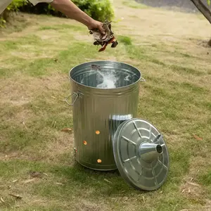 Manufacture 75 Litre Incinerator Galvanised Metal Garden Waste Rubbish Wood Fire Bin Leaves Burner