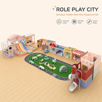 Aire de jeux intérieure Role Play City avec toboggan souple et piscine à balles pour café pour enfants et école maternelle