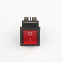 16A KCD2 Interrupteur à bascule illuminé rouge Interrupteur noir avec lumière LED