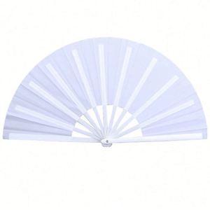 White Large Clack Custom Festival Hand Folding Fan With Logo 13INCH - Product Image 1
