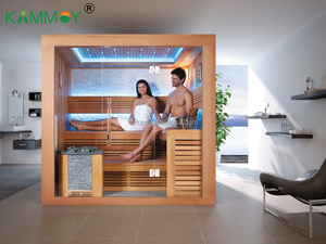 Sauna intérieur moderne en bois massif à faible EMF et infrarouge lointain pour villa, bien-être, yoga et méditation, spa - Product Image 6