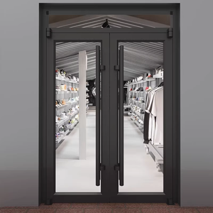 Porte double en aluminium et verre avec ressort au sol pour magasin - Product Image 1