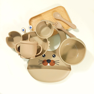 Dễ thương mô hình động vật cấp thực phẩm Silicone trẻ em ăn đặt BPA FREE PVC miễn phí thân thiện với môi trẻ em Bộ đồ ăn - Product Image 4