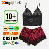 Conjunto de pijama de lencería de satén de diseño de moda suave y cómodo de alta calidad ODM y OEM, pantalones cortos, ropa de dormir para mujeres y niñas