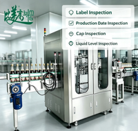 Système automatique d'inspection de la qualité des bouteilles de vin pour la production de spiritueux avec impression de la position de l'étiquette et vérification de l'alignement du bouchon