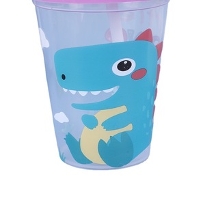 Cartoon Dinosaur Pattern PP Plastic <b>Straw</b> Cup 400ml/600ml <b>Reusable</b> for Children Daily & Party Use - Product Image 5