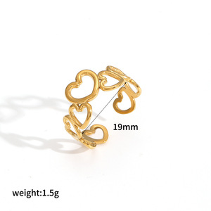 Anéis de Aço Inoxidável Banhados a Ouro PVD de Alto Brilho, com Elo de Coração e Design de Cobra, À Prova D'água, Ajustáveis, Não Oxidáveis, com Ponta Aberta - Product Image 6